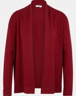 Galeries Lafayette Gilets Et Cardigans|Gilet en Maille fine col châle bordeaux