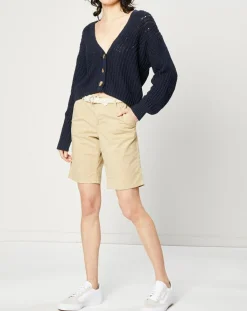 Esprit Gilets Et Cardigans|Gilet en Maille mélangée à boutons contrastants bleu marine