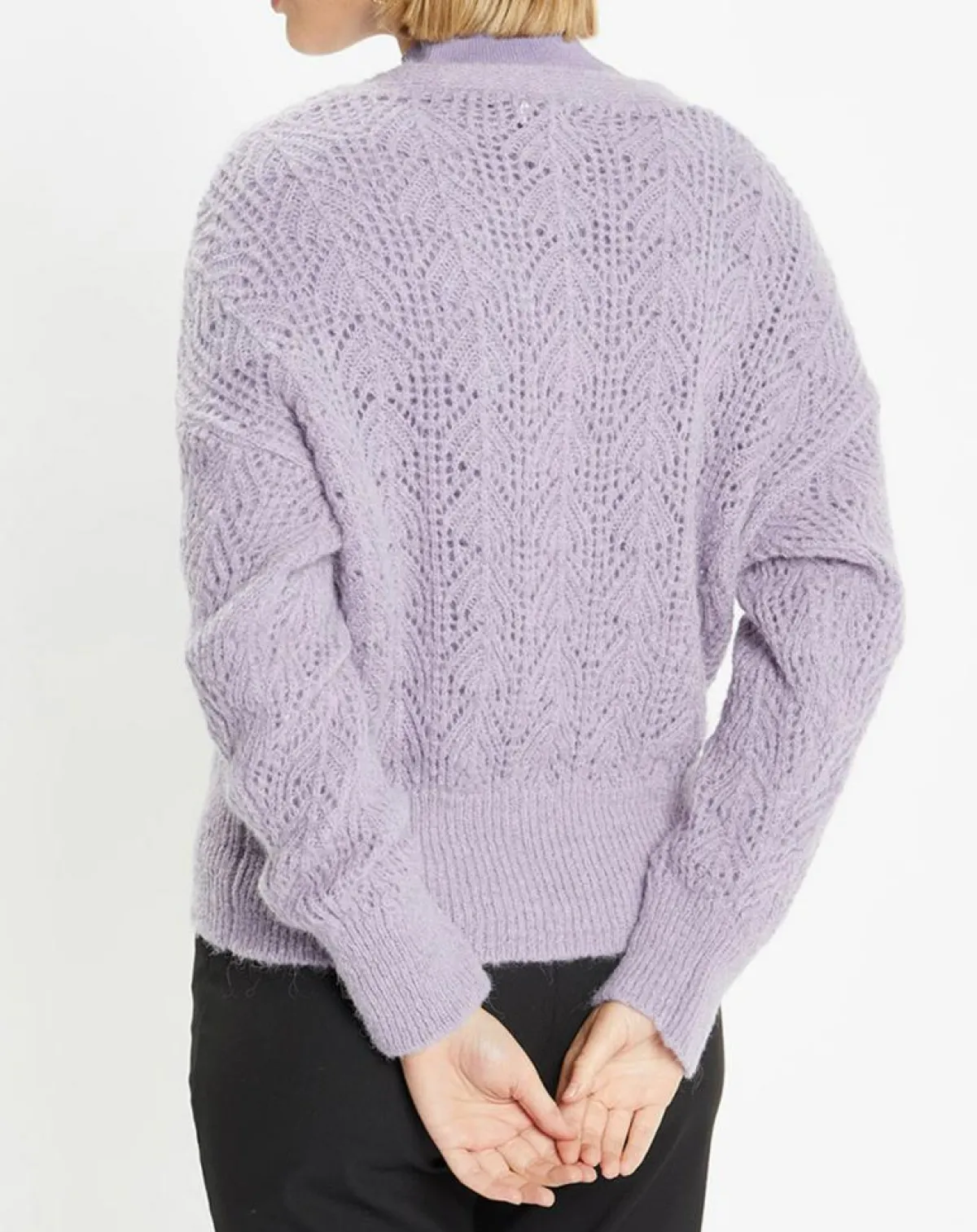 Galeries Lafayette Gilets Et Cardigans|Gilet en Maille pointelle mousseuse Rina violet clair