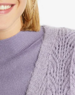 Galeries Lafayette Gilets Et Cardigans|Gilet en Maille pointelle mousseuse Rina violet clair