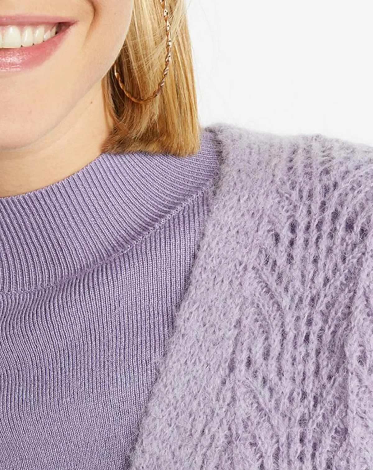 Galeries Lafayette Gilets Et Cardigans|Gilet en Maille pointelle mousseuse Rina violet clair