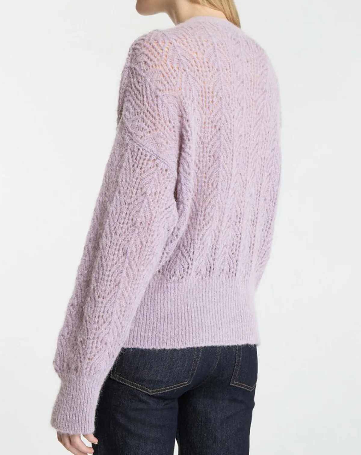 Galeries Lafayette Gilets Et Cardigans|Gilet en Maille pointelle mousseuse Rina violet clair