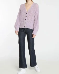 Galeries Lafayette Gilets Et Cardigans|Gilet en Maille pointelle mousseuse Rina violet clair