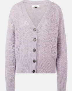 Galeries Lafayette Gilets Et Cardigans|Gilet en Maille pointelle mousseuse Rina violet clair