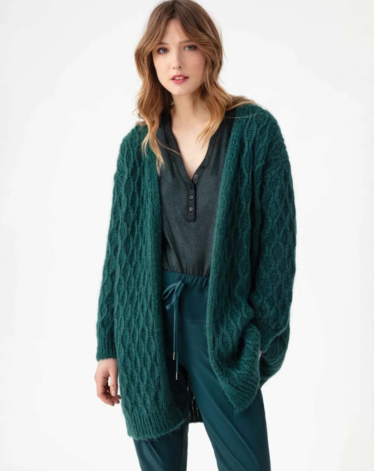 Indies Gilets Et Cardigans|Gilet en Mohair mélangé Aster emeraude