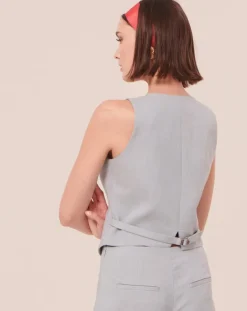 Tara Jarmon Vestes, Blousons|Gilet en tissu flammé bleu