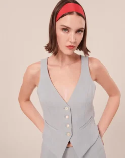 Tara Jarmon Vestes, Blousons|Gilet en tissu flammé bleu