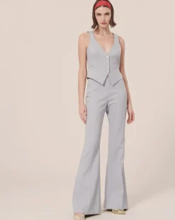 Tara Jarmon Vestes, Blousons|Gilet en tissu flammé bleu