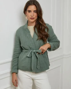 L'Armoire de Suzette Gilets Et Cardigans|Gilet Flore kaki