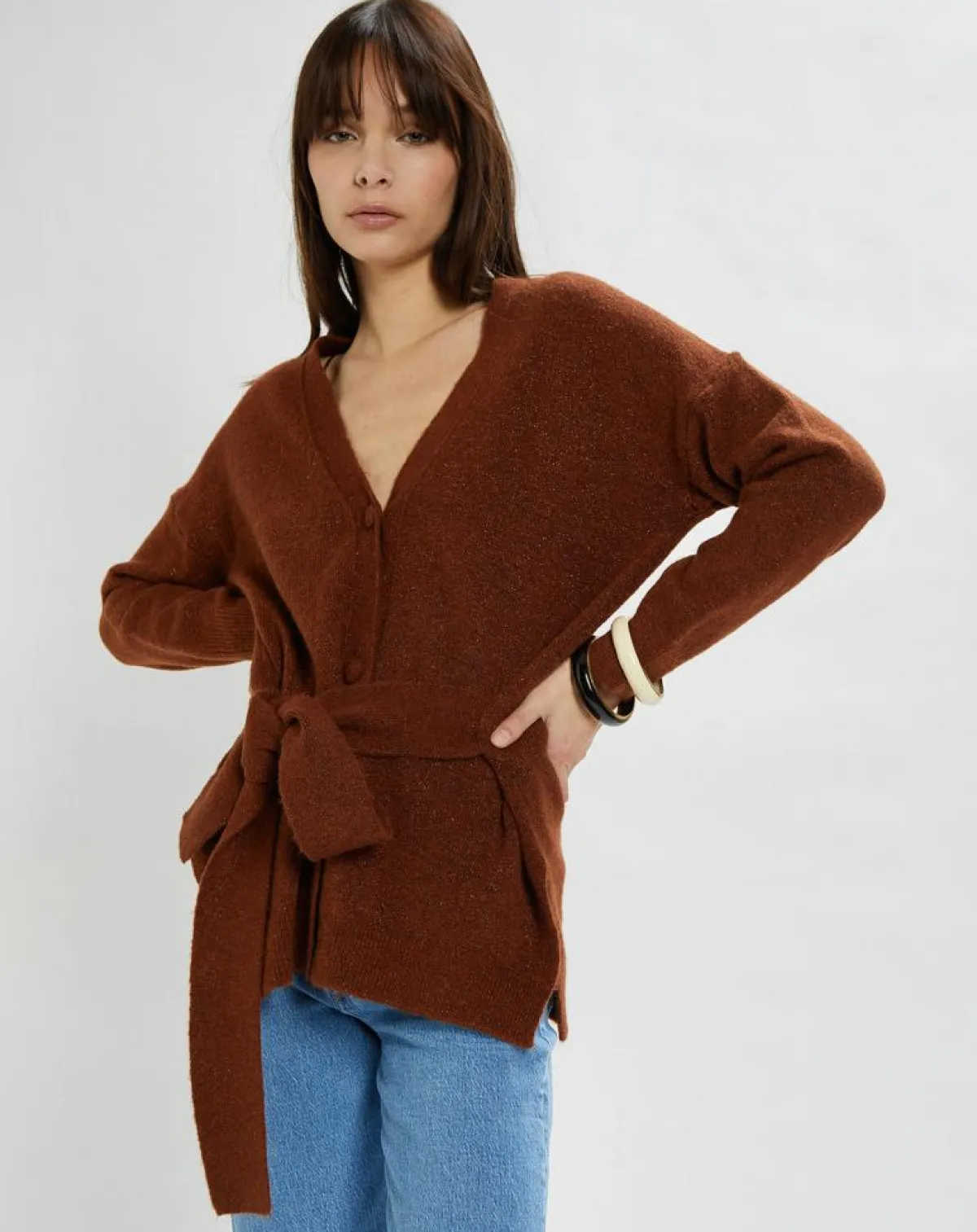 Stella Forest Gilets Et Cardigans|Gilet Hannae en Maille mélangée brique