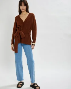 Stella Forest Gilets Et Cardigans|Gilet Hannae en Maille mélangée brique