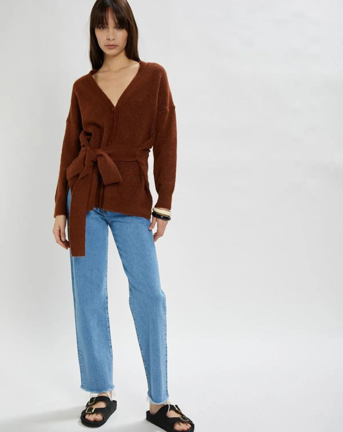 Stella Forest Gilets Et Cardigans|Gilet Hannae en Maille mélangée brique