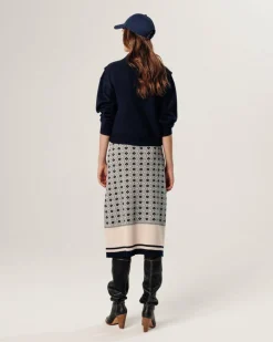 Rodier Gilets Et Cardigans|Gilet Kylie manches courtes col montant bleu nuit