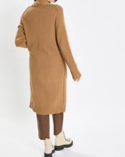 Marc O'Polo Gilets Et Cardigans|Gilet long à capuche en Laine mélangée camel