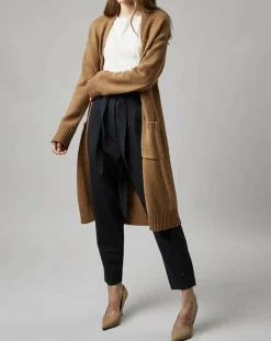 Marc O'Polo Gilets Et Cardigans|Gilet long à capuche en Laine mélangée camel