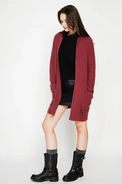 C&Jo Gilets Et Cardigans|Gilet long à col châle bordeaux