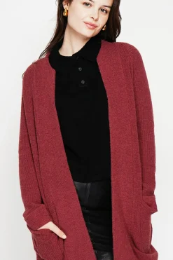 C&Jo Gilets Et Cardigans|Gilet long à col châle bordeaux