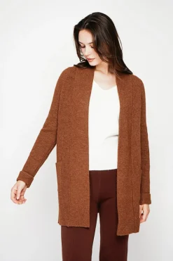 C&Jo Gilets Et Cardigans|Gilet long à col châle marron