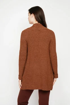 C&Jo Gilets Et Cardigans|Gilet long à col châle marron