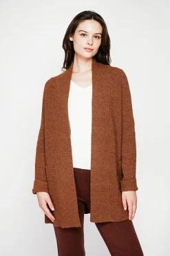 C&Jo Gilets Et Cardigans|Gilet long à col châle marron