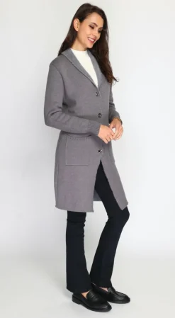 Assuili Gilets Et Cardigans|Gilet long en Cachemire mélangé col châle fourré thermique loup