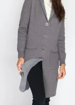 Assuili Gilets Et Cardigans|Gilet long en Cachemire mélangé col châle fourré thermique loup