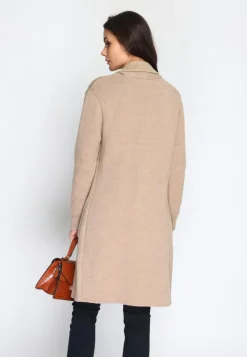 Assuili Gilets Et Cardigans|Gilet long en Cachemire mélangé col châle fourré thermique camel