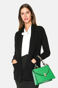 Assuili Gilets Et Cardigans|Gilet long en Cachemire mélangé col châle noir