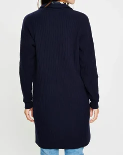 Marc O'Polo Gilets Et Cardigans|Gilet long en Laine mélangée bleu marine