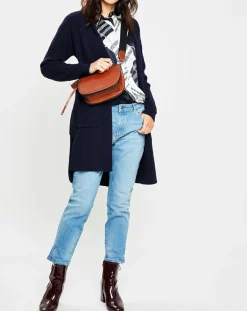 Marc O'Polo Gilets Et Cardigans|Gilet long en Laine mélangée bleu marine