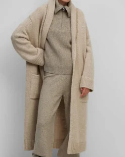 Marc O'Polo Gilets Et Cardigans|Gilet long en Laine vierge mélangée beige moyen