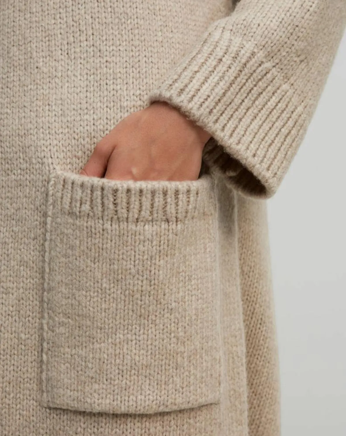 Marc O'Polo Gilets Et Cardigans|Gilet long en Laine vierge mélangée beige moyen