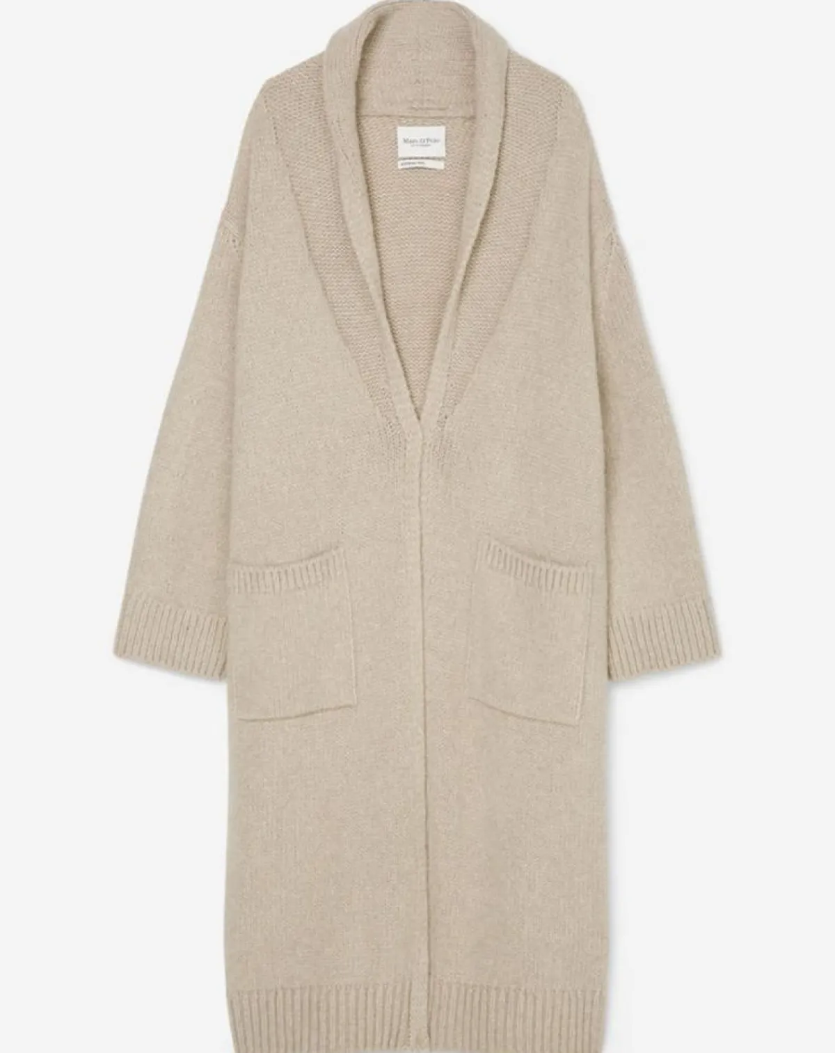 Marc O'Polo Gilets Et Cardigans|Gilet long en Laine vierge mélangée beige moyen