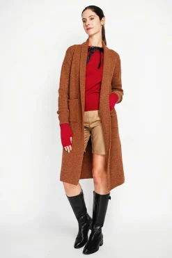 Assuili Gilets Et Cardigans|Gilet long fantaisie marron