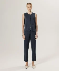 Rodier Gilets Et Cardigans|Gilet Maëva 100% laine sans manches milano bleu denim