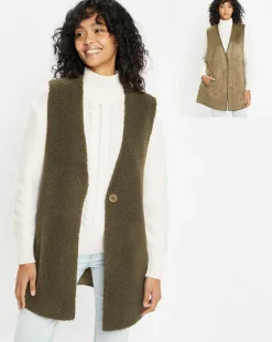 Lou Andrea Gilets Et Cardigans|Gilet réversible en Fausse Fourrure Dafne military