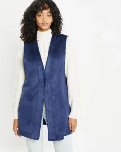 Lou Andrea Gilets Et Cardigans|Gilet réversible en Fausse Fourrure Dafne indigo