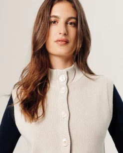 Rodier Gilets Et Cardigans|Gilet Sharifa manches courtes col mont blanc écru