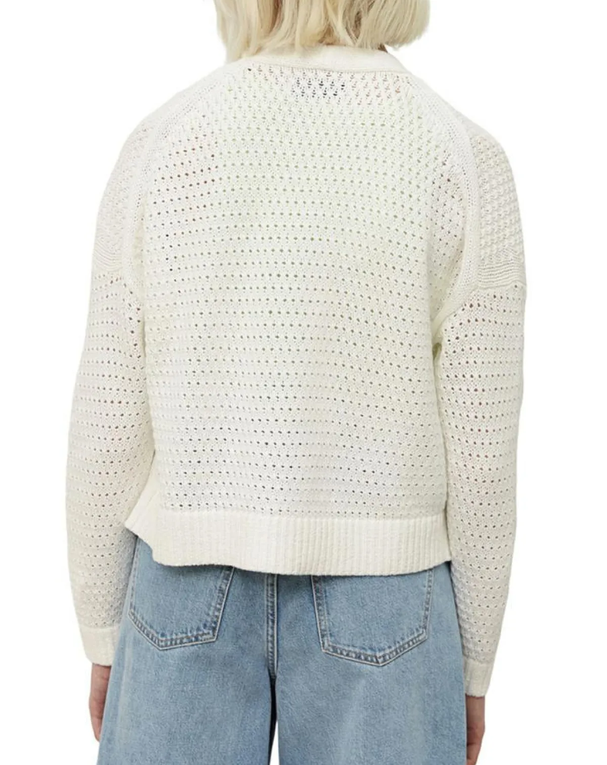 Marc O'Polo Gilets Et Cardigans|Gilet Tube Maille Ajourée blanc