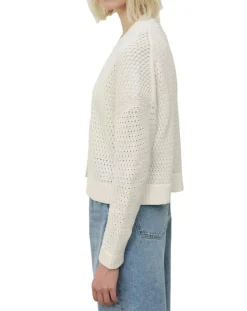 Marc O'Polo Gilets Et Cardigans|Gilet Tube Maille Ajourée blanc