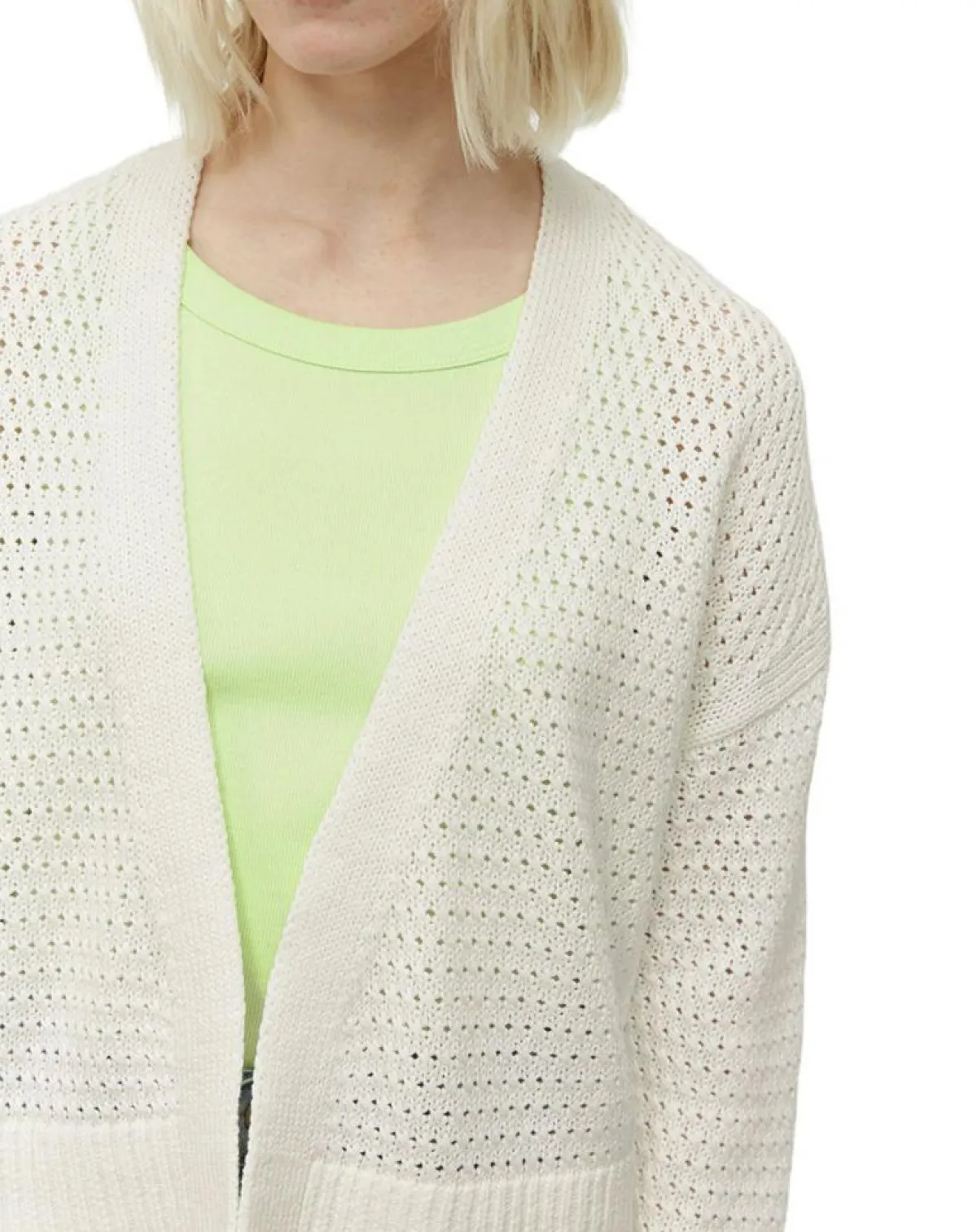 Marc O'Polo Gilets Et Cardigans|Gilet Tube Maille Ajourée blanc