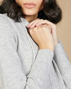 Cashmere Tribu Gilets Et Cardigans|Gilet zippé à capuche en Laine & Cachemire Erica gris chiné clair