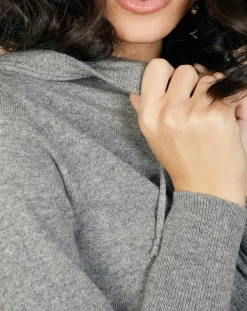 Cashmere Tribu Gilets Et Cardigans|Gilet zippé à capuche en Laine & Cachemire Erica gris chiné foncé