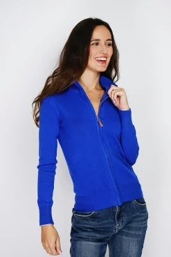 C&Jo Gilets Et Cardigans|Gilet zippé en Cachemire mélangé royal