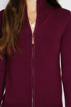 C&Jo Gilets Et Cardigans|Gilet zippé en Cachemire mélangé bordeaux