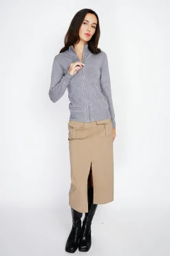 C&Jo Gilets Et Cardigans|Gilet zippé en Cachemire mélangé flanelle