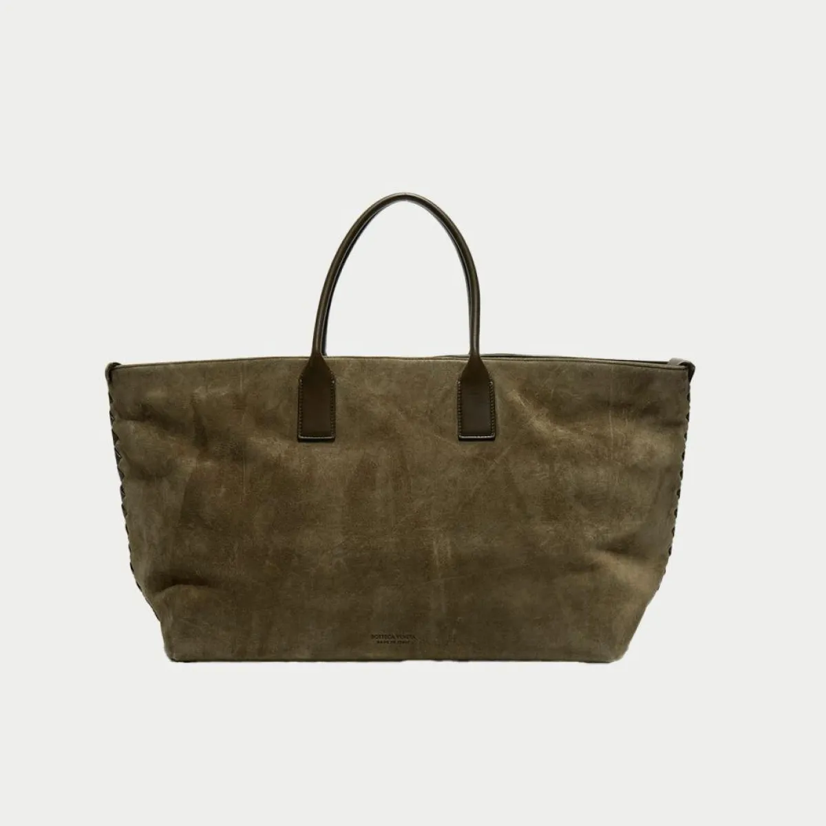 Bottega Veneta Sacs|Grand cabas en Velours de Cuir kaki - 33x45x20 cm
