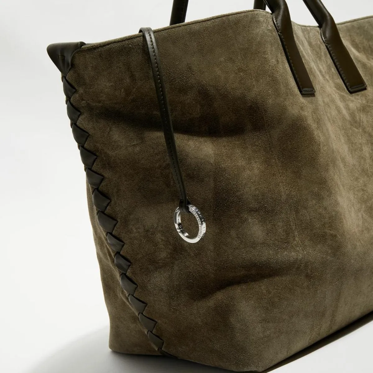 Bottega Veneta Sacs|Grand cabas en Velours de Cuir kaki - 33x45x20 cm