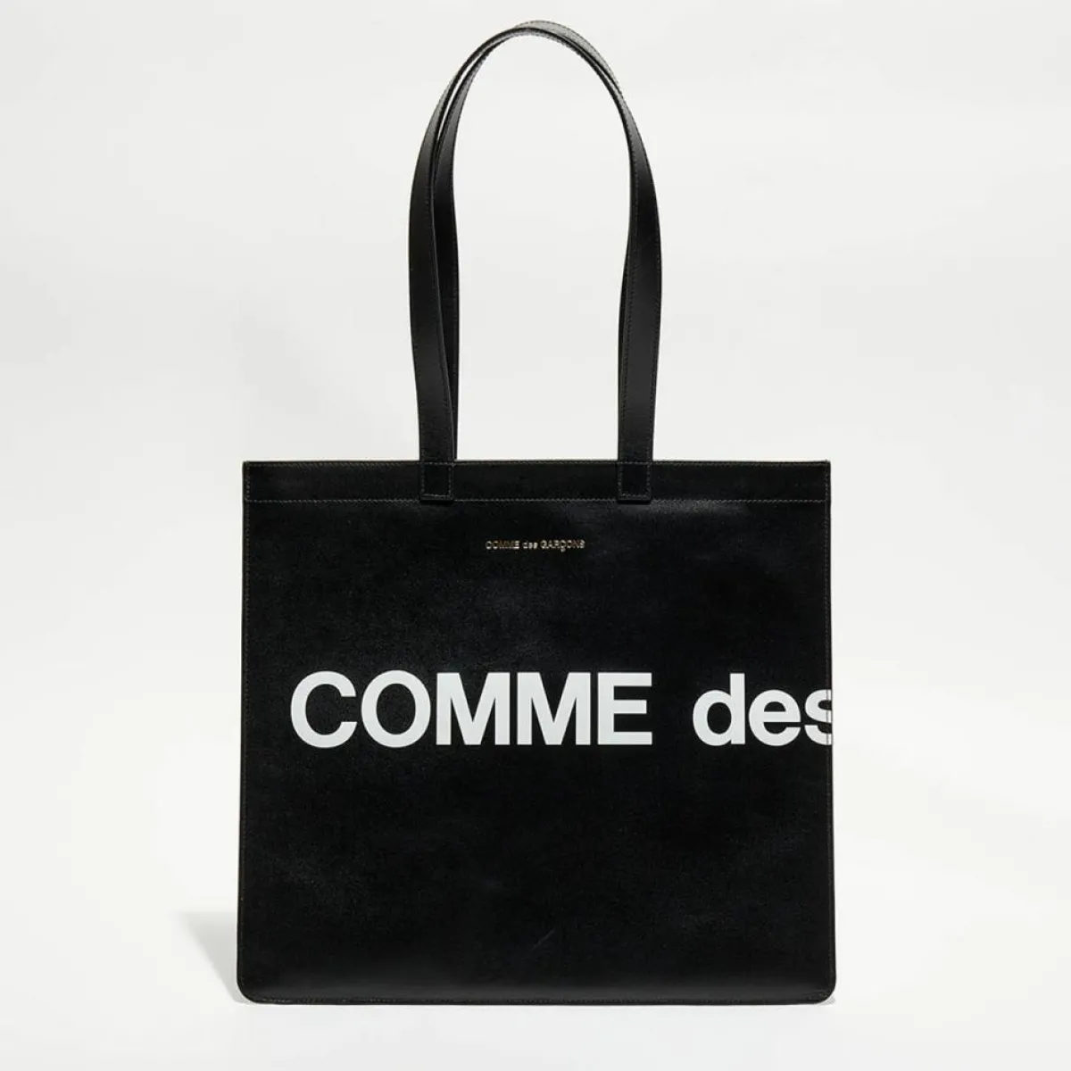 Comme des Garçons Sacs|Grand sac fourre-tout en Cuir avec logo noir - 33x36x0.5 cm