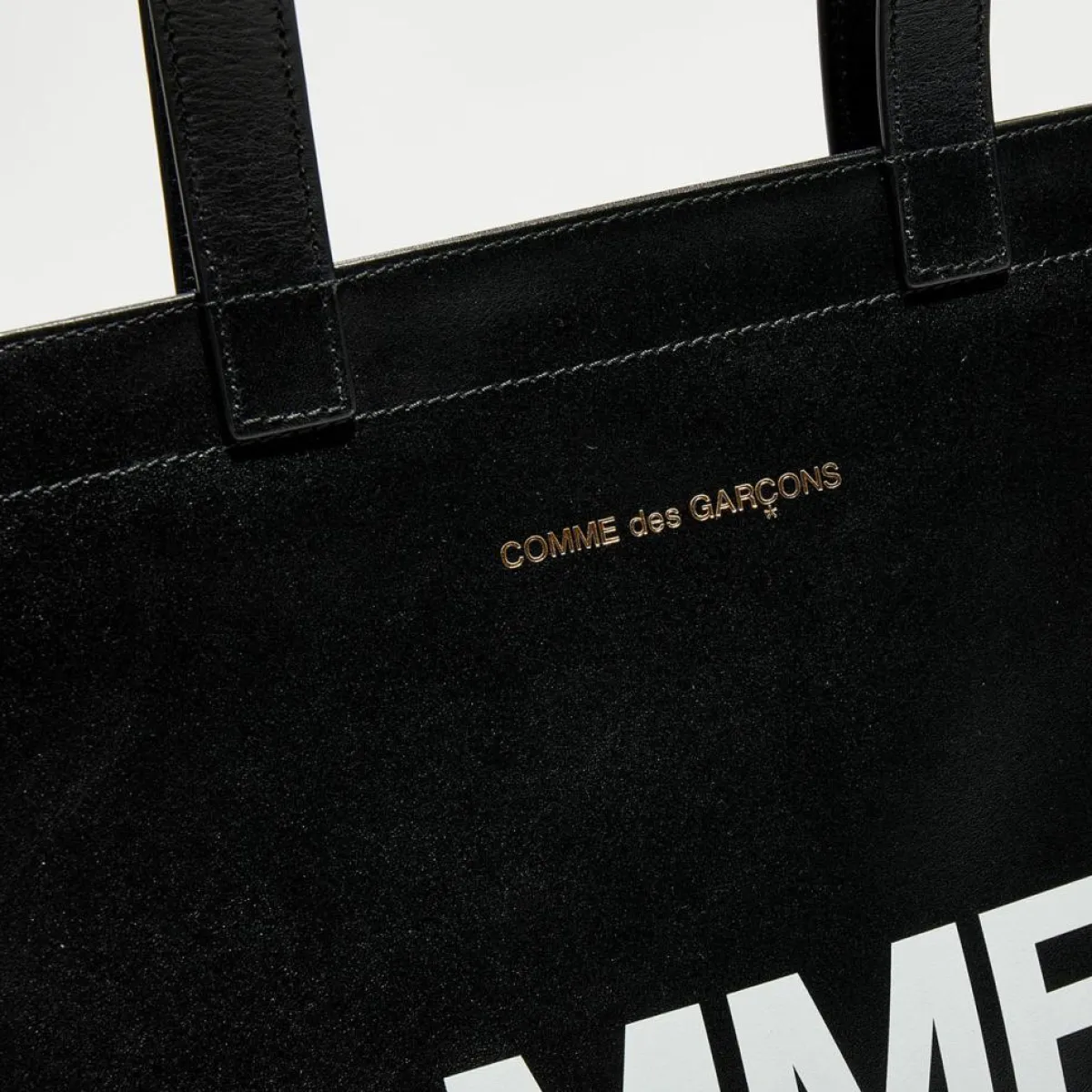 Comme des Garçons Sacs|Grand sac fourre-tout en Cuir avec logo noir - 33x36x0.5 cm